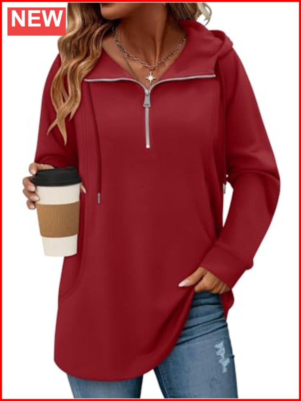 Women Quarter Zip Hoodie Pullover Scuba Sweatshirt with Pockets